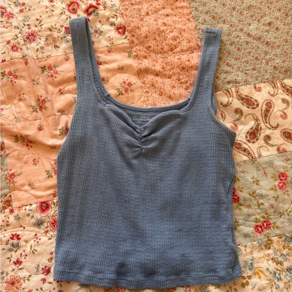 American Eagle Outfitters Blue Ribbed Tank Top